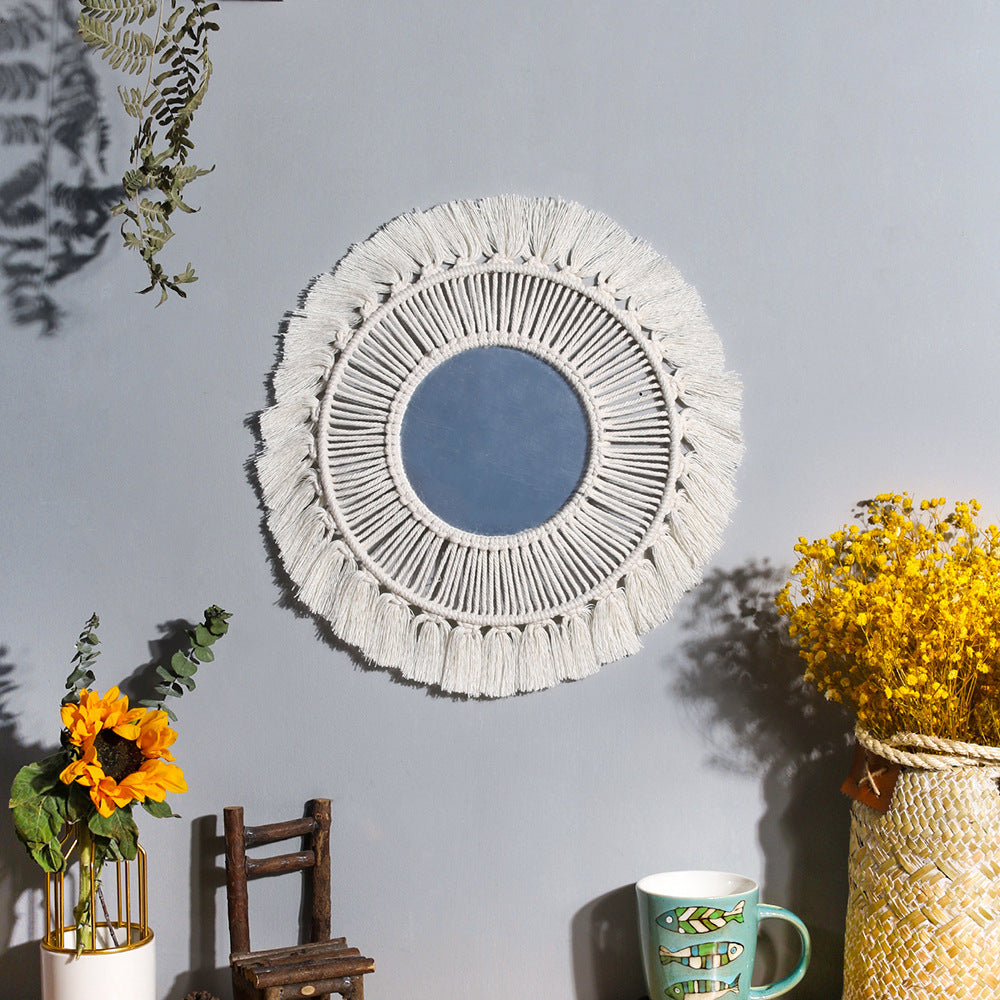 Miroir Mural Rond En De Maison Boho Pour Appartement, Salon, Chambre Coucher, Chambre De
