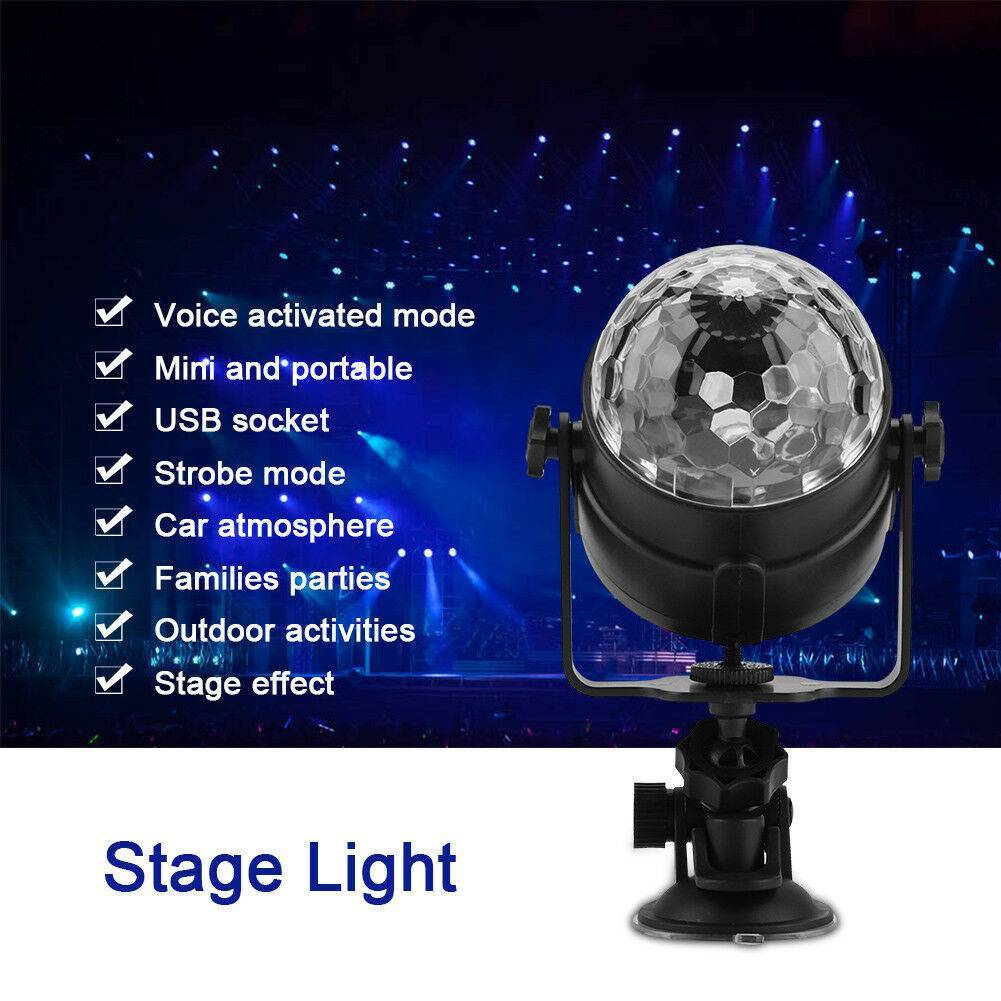 Sound Active RGB LED Stage Light Crystal Ball Disco DJ Party Remote Control