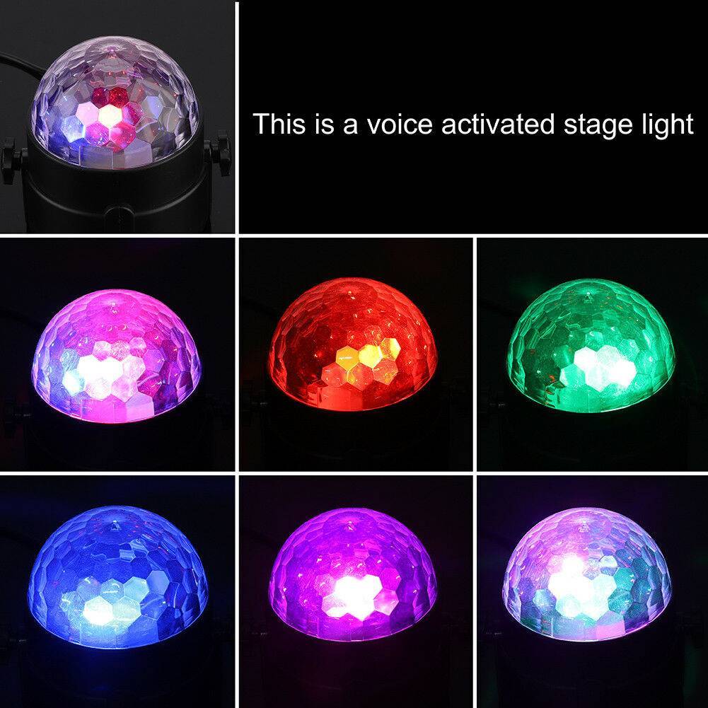 Sound Active RGB LED Stage Light Crystal Ball Disco DJ Party Remote Control
