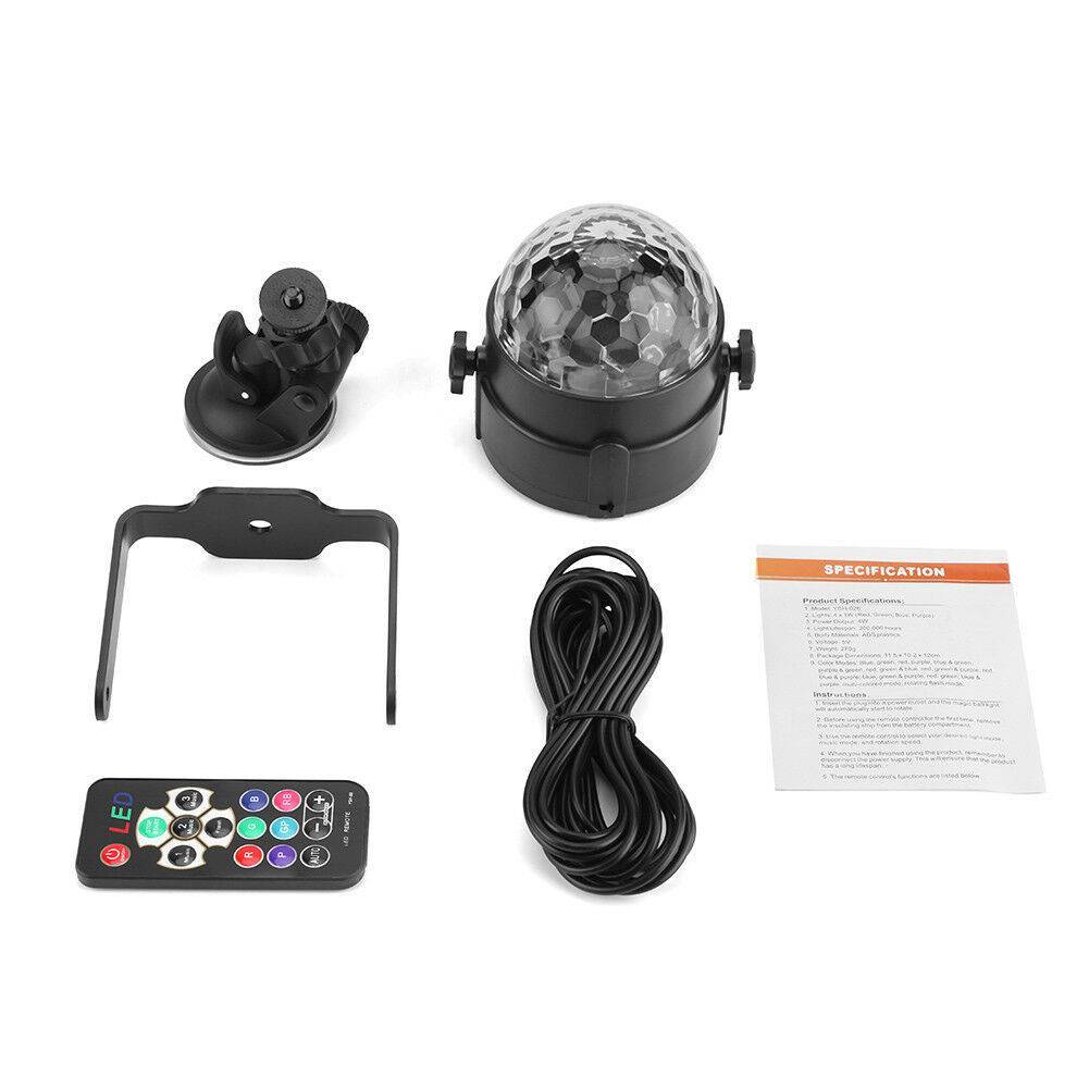 Sound Active RGB LED Stage Light Crystal Ball Disco DJ Party Remote Control